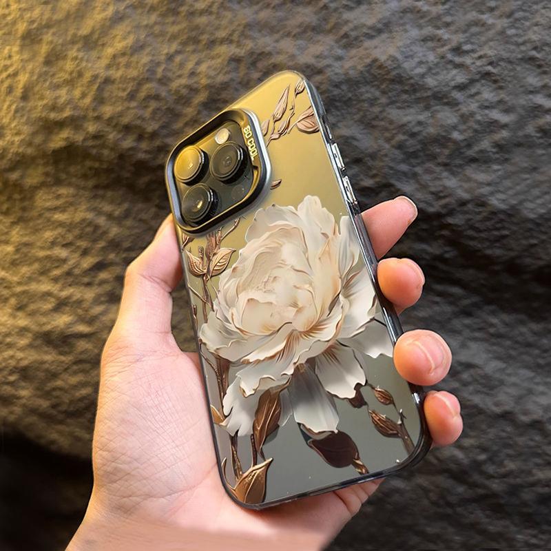Gold Lotus Flower Electroplate Silver IMD Phone Case For  Mi 14 13 12 13T 14T Pro 11 Lite NE Poco F6 X5 X6 M6 Pro 4G Cover
