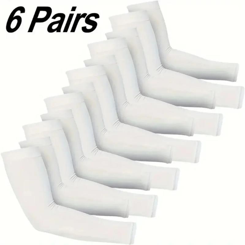 6 Pairs Men Cooling Compression Arm Sleeves UV Protection Breathable Ice Silk Covers For Driving Cycling Running