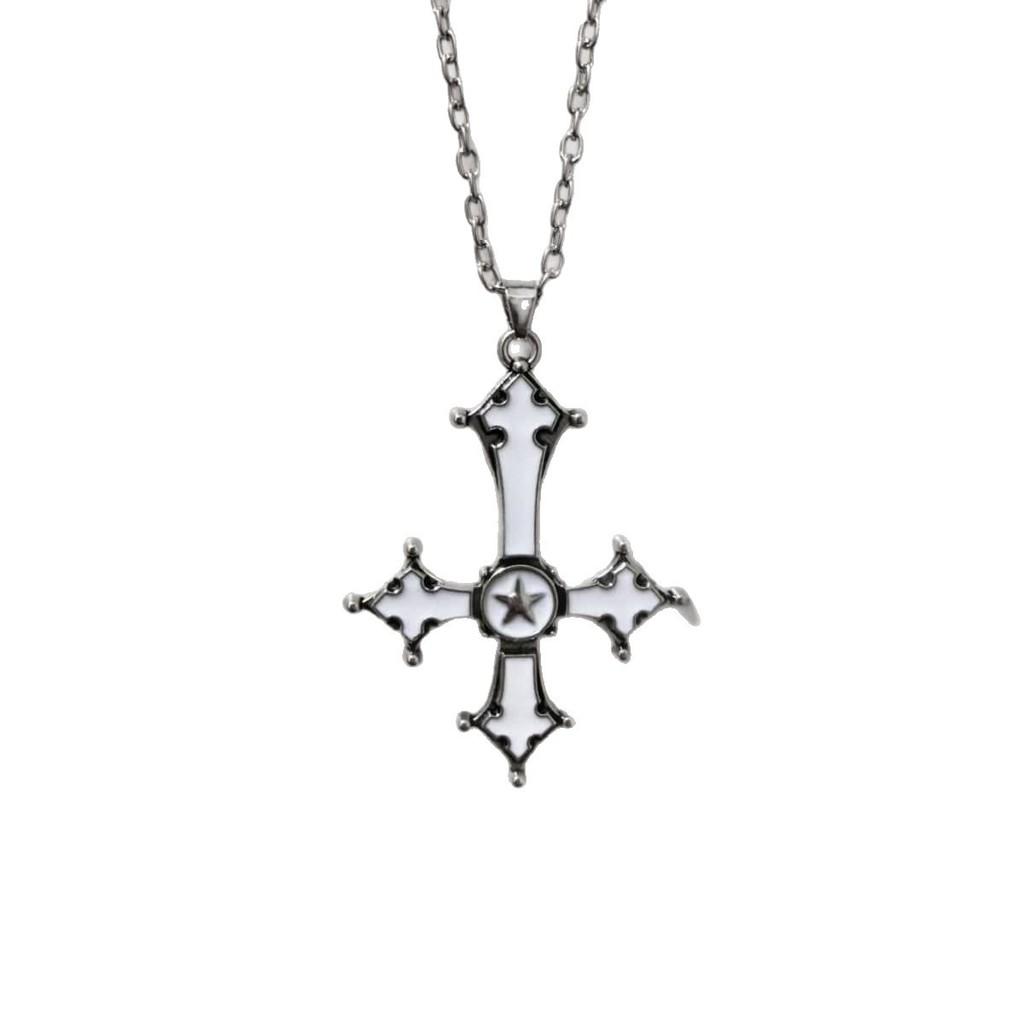 Gothic Cross Pendant Necklace For Women With Alloy Chain And Electroplated Finish