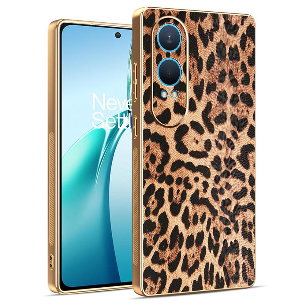

Для OnePlus Nord CE4 Lite 5G/Oppo K12x 5G (Китай) Чохол з леопардовим принтом, покритий ПУ шкірою, PC+TPU з гальванічним покриттям, чохол для телефону A