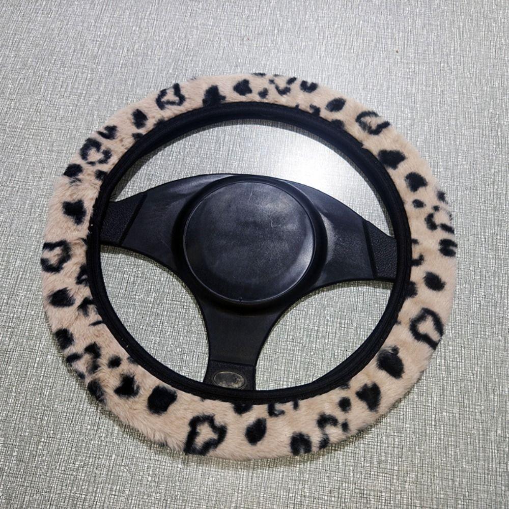 Warm&Cozy Car Steer Wheel Protector Leopard Heart Print Winter Teering Wheel Cover  Women Men