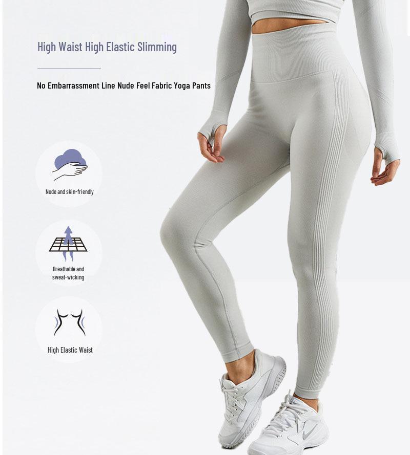 Peach Breathable Elastic Tight-Fit Yoga & Running Fitness Pants Set