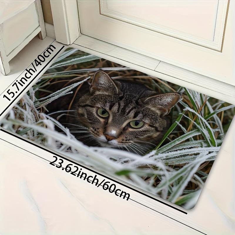 1Pcs Anti Fatigue Kitchen Rugs,  Cat In Grass Print Waterproof Non-Slip Thick Cushioned Kitchen Mat Heavy Duty Comfort Standing Mat for Kitchen