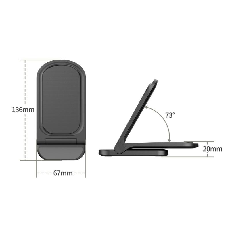 Vertical Phone Induction Charging Stand Rapid Wireless Charger Foldable Design Heat Dissipation Universal With LED Light