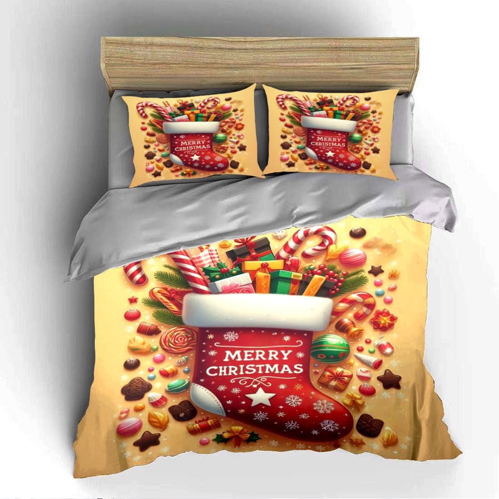 Christmas Tree Decoration Bedding Set Bedding Set (1 Duvet Cover, 2 Pillowcases, Duvet Not Included)