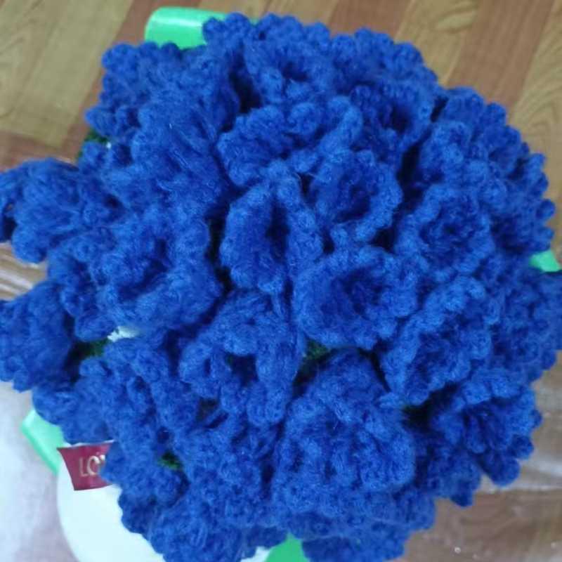 Handmade Rose and Lily Crochet Flower Blanket - Acrylic Yarn