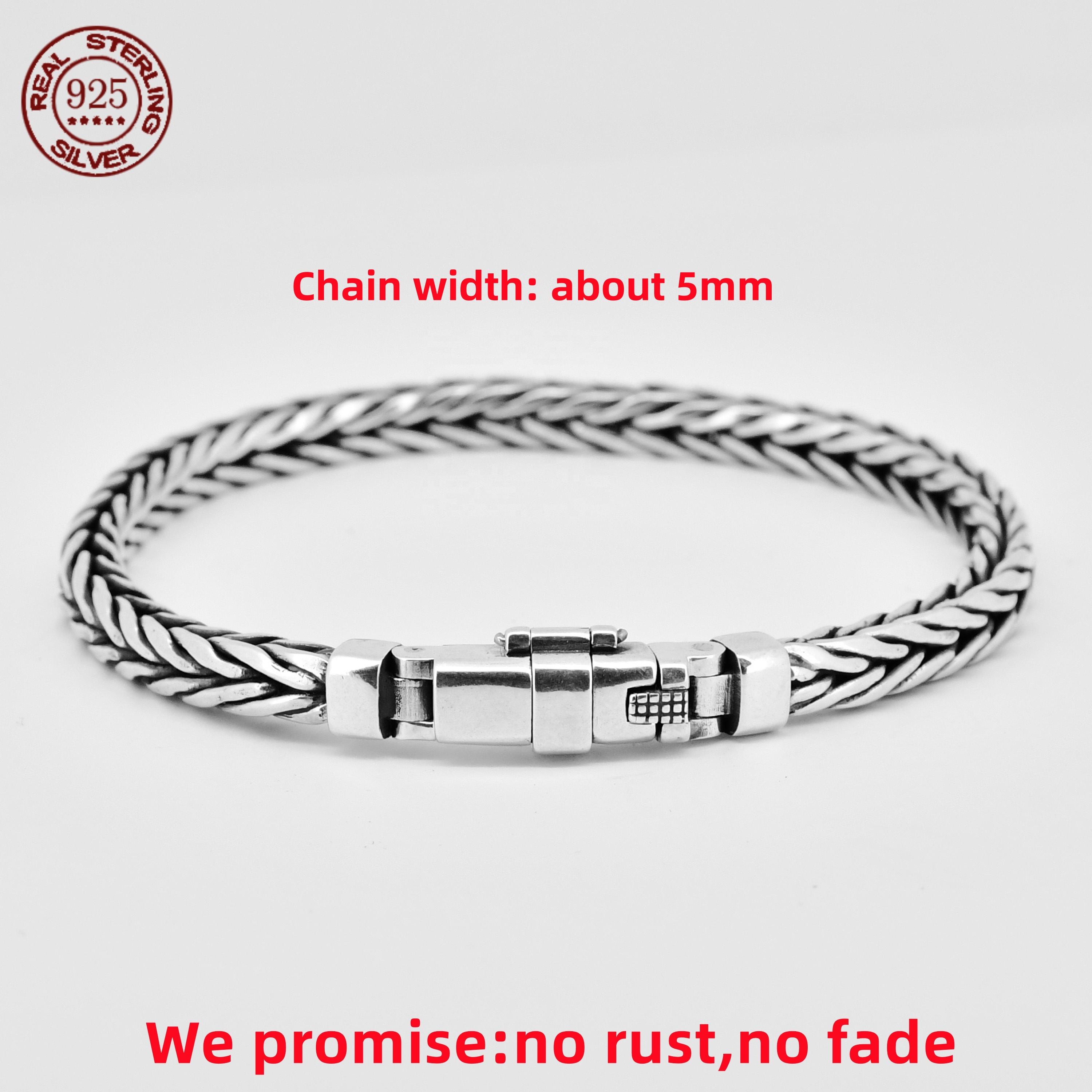 

925 стерлингового серебра Гора Глаз Бога кубинский браслет мужская мода хип-хоп простой подарок модные ювелирные изделия аксессуары 22cm