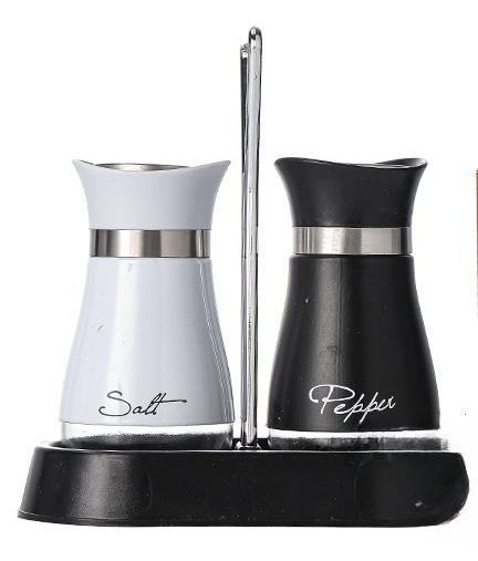 Kitchen Glass Spice Bottle Adjustable Refillable Salt and Pepper Shakers 2pcs Set with Shelf Spice Dispenser With Pour Holes