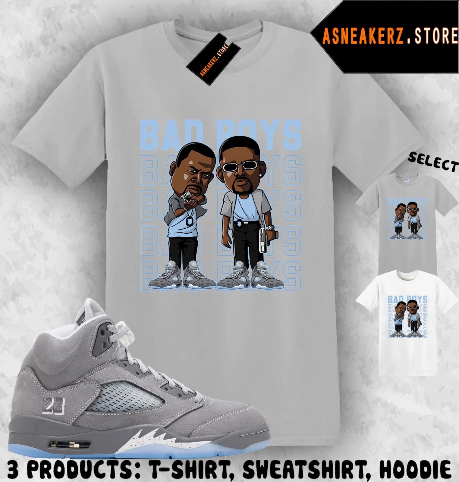 Shirt To Match AJ 5 Wolf Grey 2026 Sneaker Matching Sneakerhead Bad Boys T-Shirt 4XL