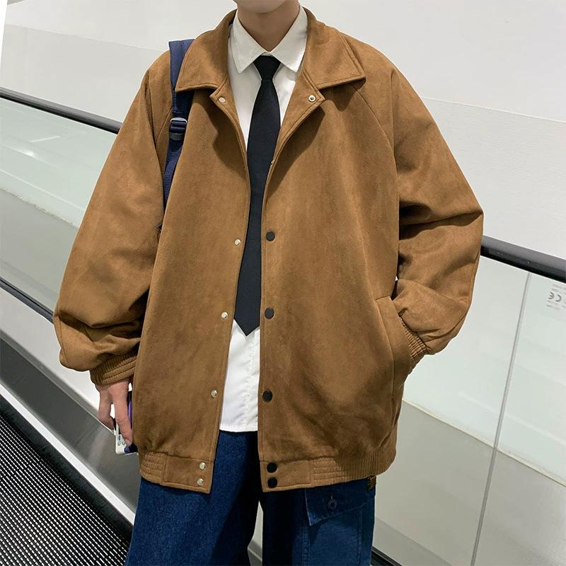 Suede Vintage Jacket for Men Spring and Autumn American Fashion Couple Coat Overalls Casual Boys On Clothes