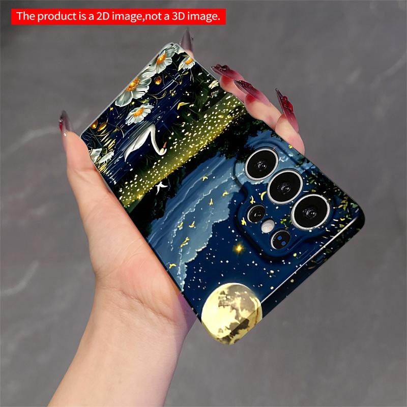 2DFlat Samsung phone case Moonlit Swan Pond with Fireflies Applicable to Galaxy S23 S24 S25ULTRA S26 A12 A14 A15 A16 A54 A55