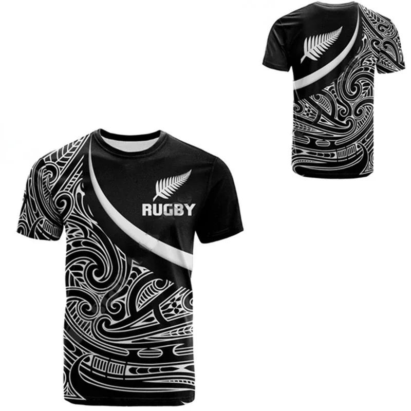 2024 Funny RUGBY T Shirt Men Clothing Summer Casual Breathable Short Sleeve 3D Crew Neck T-Shirt Sports Boxer Fashion Tee Shirts