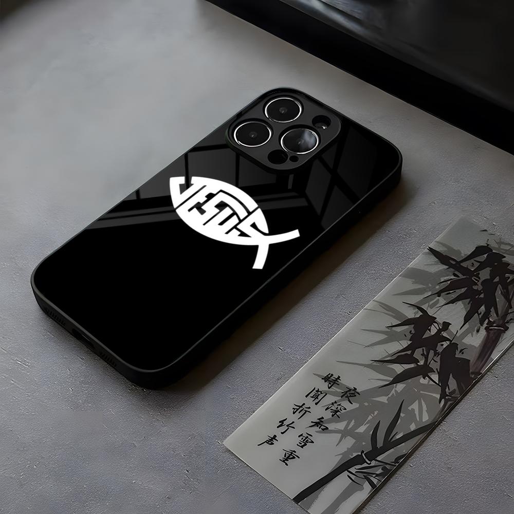 Fish Symbol Jesus Christ Christian Phone Case Tempered Glass For IPhone 17 13 14 16 12 15 11 Pro Max Plus Mini X XR SE2020 Coque