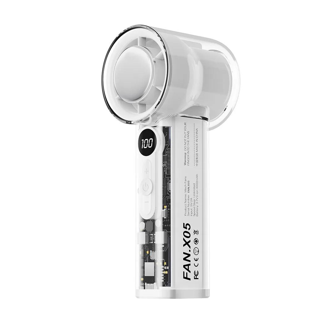 X05 3000MAH Semiconductor Fan Refrigeration 100 High Wind Speeds Rechargeable/ Digital Display Portable Handheld Ice-cooling