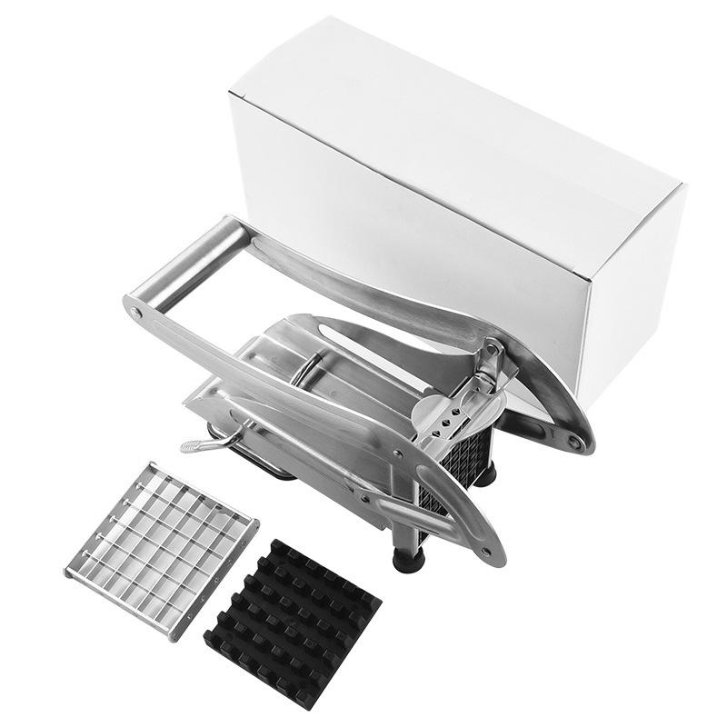 Stainless Steel Hand-Press French Fry and Vegetable Cutter, Slicer, and Presser. Without Suction Base Box