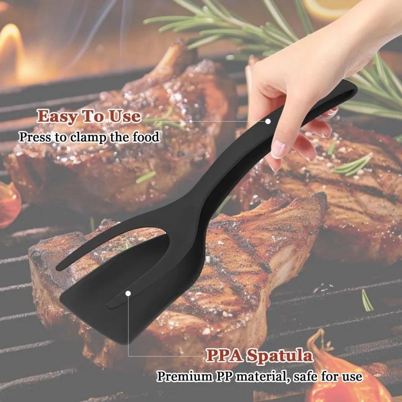1PCS Shovel Clip Silicone Grip Flip Tongs Egg Steak Spatula Tongs Clamp Pancake Fried Turners Cooking Tool Kitchen Accessories