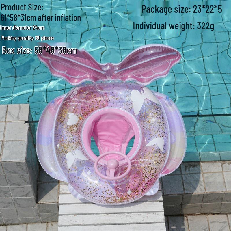 Large Toddler Boat-Themed Swimming Ring with Canopy & Steering Wheel