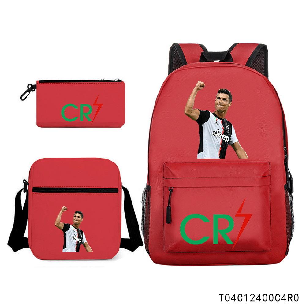 Luo Qixing Three-Piece Schoolbag, Male And Female Students Leisure Bag, Printed Large-Capacity Outdoor Backpack