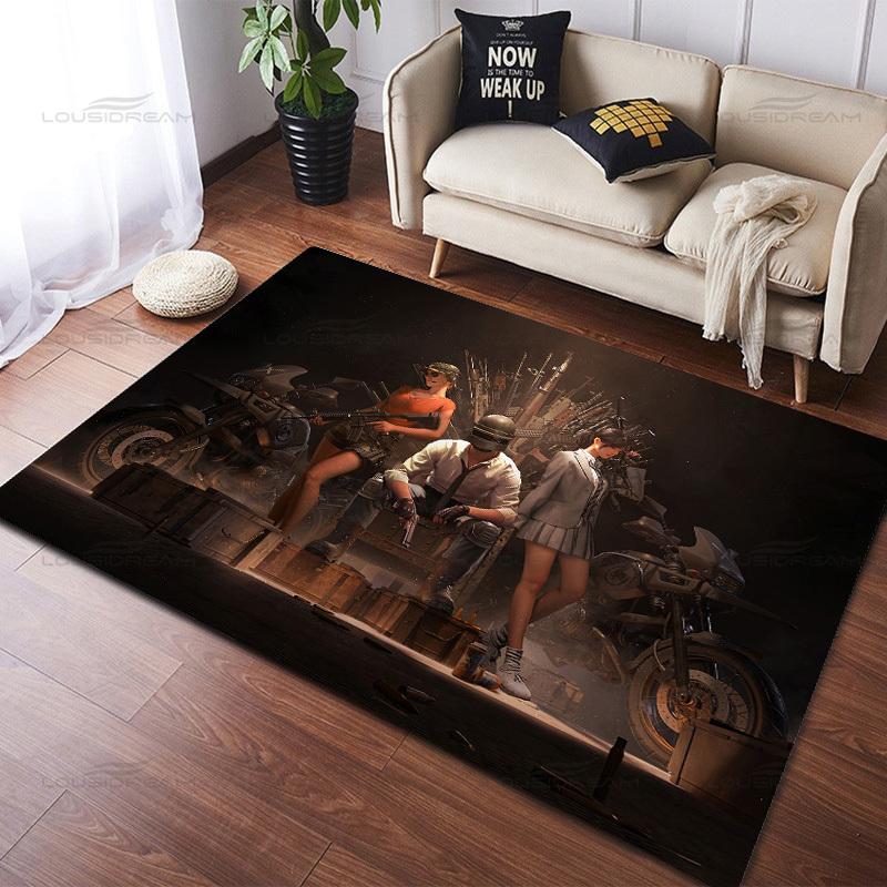 Popular 3D Shooting Game Decorative Carpets Square Flannel PUBG Carpets Modern Home Bedroom Rug Living Room Carpets