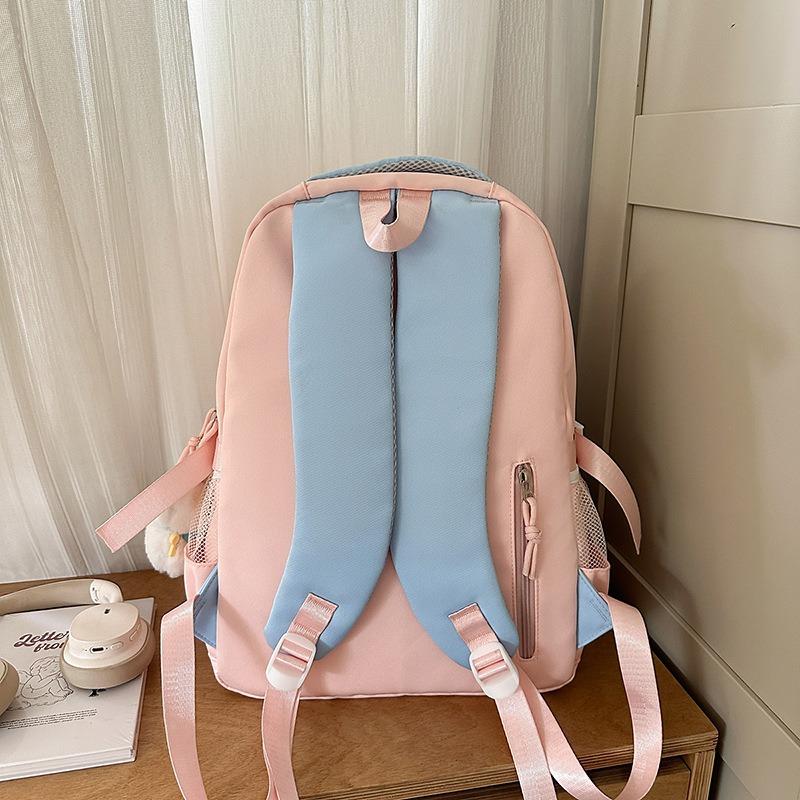 School bag new high-value college style fresh and sweet backpack junior high school students contrasting color splicing bar backpack