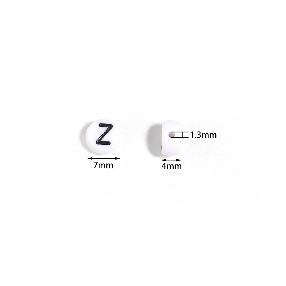 100Pcs 7mm Black White Acrylic Alphabet Beads Flat Round Loose Spacer Letter Beads For DIY Craft Bracelet Supplies Wholesale