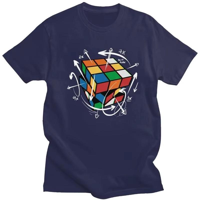 Rubik's Cube Math Formula Graphic Tee for Unisex Slim Fit Casual T-Shirt Geek Gift