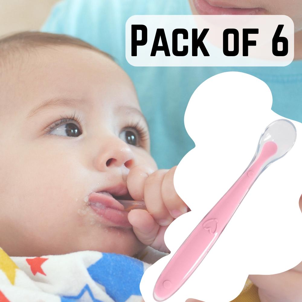Набор из 6 силиконовых ложек для кормления младенцев | Мягкие ложки для кормления младенцев детским питанием и прикорма