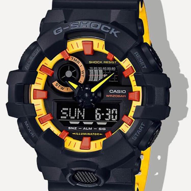 CASIO Men Liquid Crystal/Analog Dual Display Series Black Watch GA-700BY-1A-person