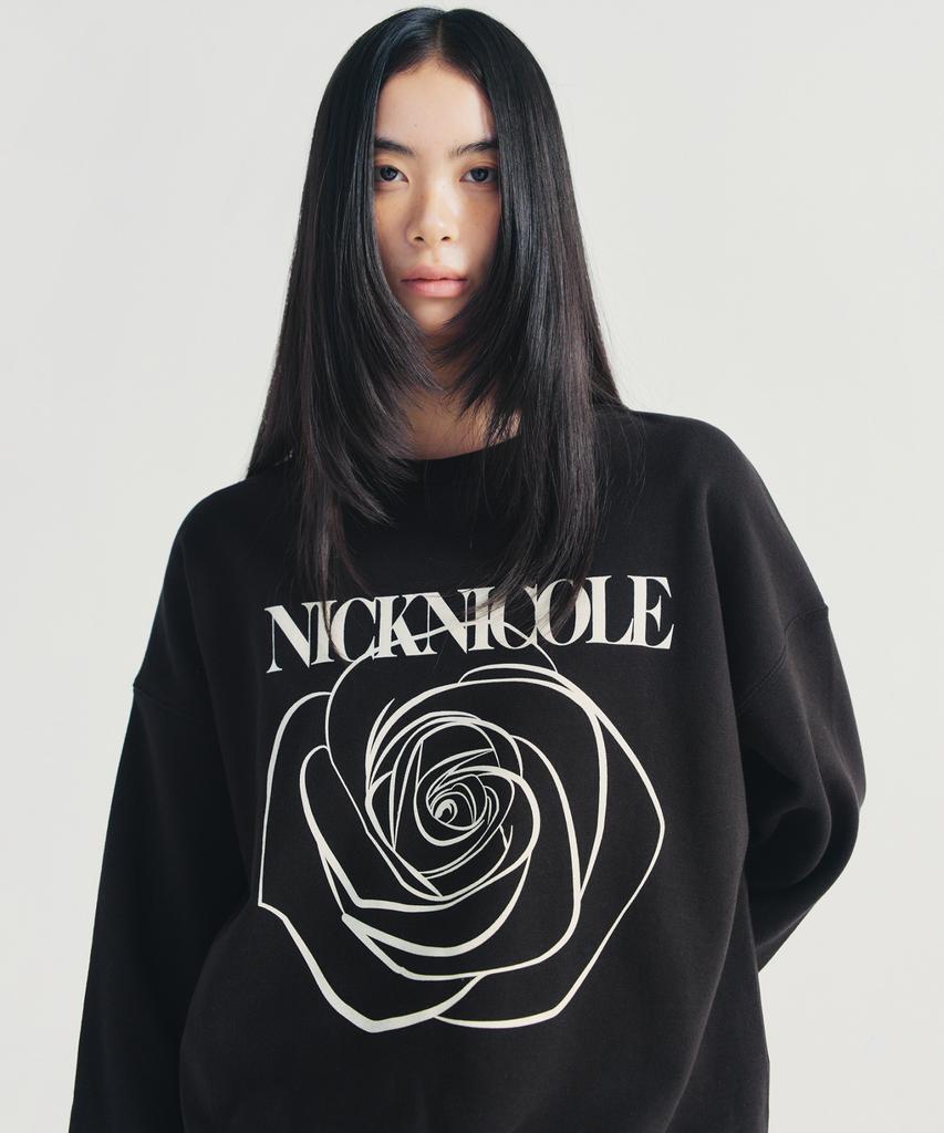 Nigaennikol Nicole Rose Printing Sweatshirt_Black Cream