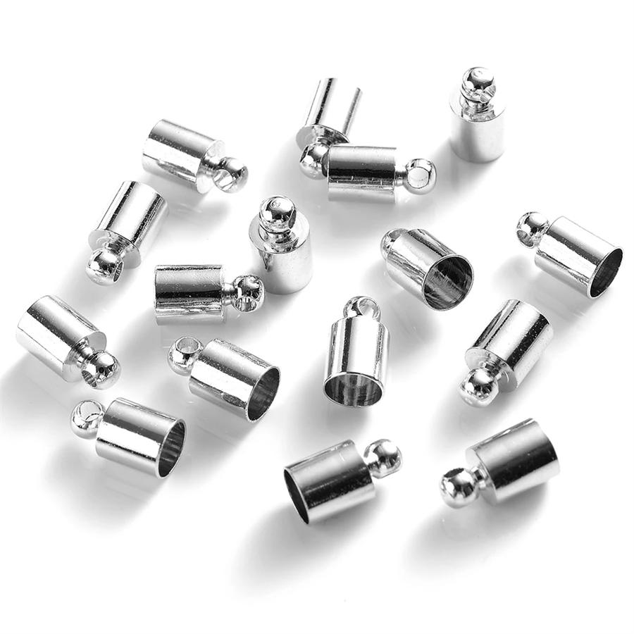 20 ks/Lot Kulaté koncovky šňůr 2 3 4 5 6 7 8 9 10 mm Krimpovací koncová zátka Konektor pro výrobu šperků Náramek Náhrdelník