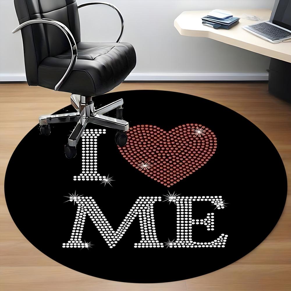 1pc I Love Me Rhinestone Chair Carpet for Office, Non slip, Soft and Durable Office Rug for Interior Decoration
