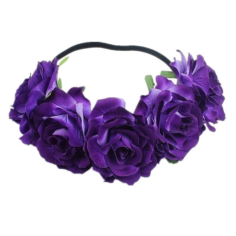 Bridal Wreath Simulation Rose Flower Hair Band Carnival Party Headdress