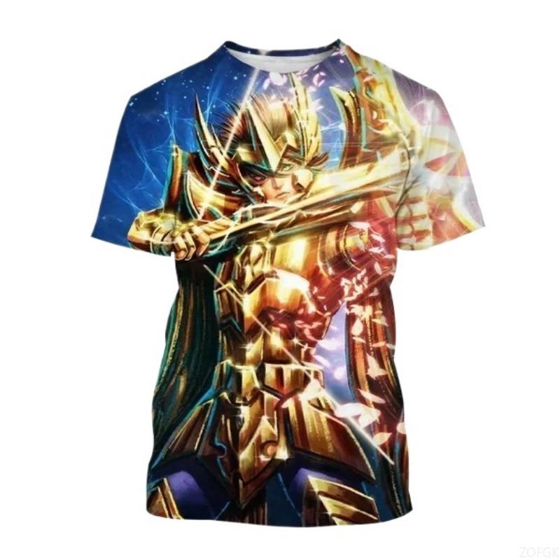 Anime Saint Seiya Bedrucktes T-Shirt 3D Kurzarm-T-Shirt Sommer Mode Harajuku Kinder Cartoon Top
