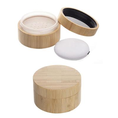 30G Natural Bamboo Makeup Loose Powder Box With Puff 30Ml Refillable Empty Bottle Loose Powder Container Cosmetics Holder Case