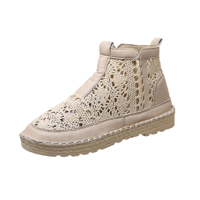 

High-top flat-soled sandals women s 2020 spring and summer new round-head hollow women s shoes Korean version breathable mesh sandals 40 абрикосовий