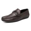 Metal Buckle Black Loafers Leather Mens Slip on Shoes Comfortable Men Casual Shoes Male Driving Footwear Breathable Mens