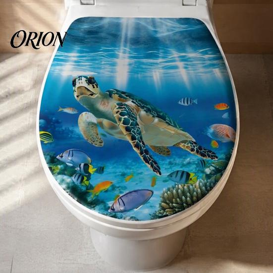 Waterproof Toilet Stickers Sea World Lid Stickers, Wall Sticker, Easy Removable Bathroom Peel & Stick Decal for Restroom Decor Creative Home
