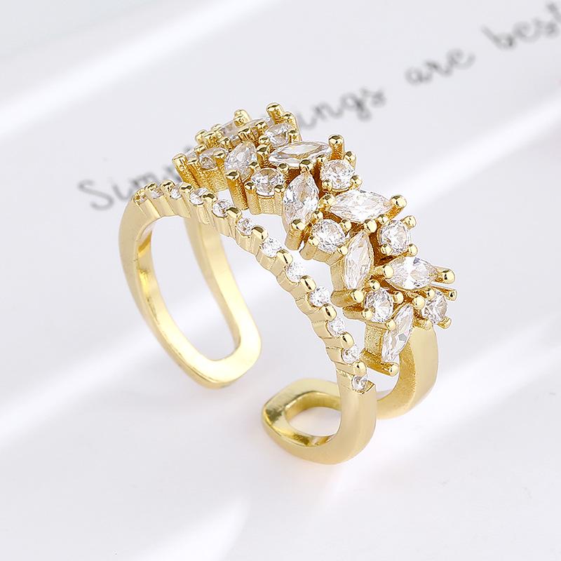 Women's Luxury Double-Layer Diamond Adjustable Ring – Exquisite, High-End Design