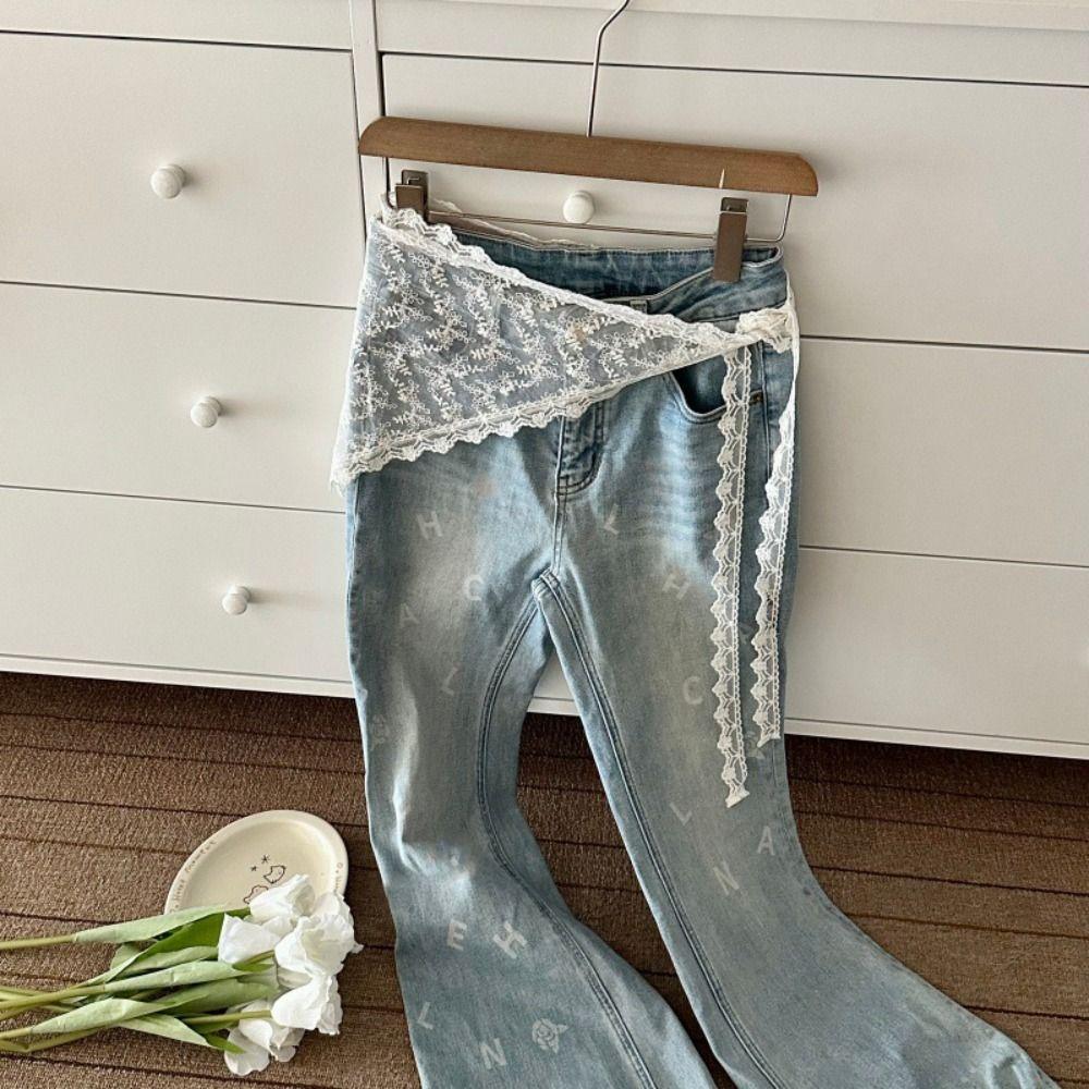 Floral Printed Lace Triangle Scarf Ethnic Style Embroidered Flower Scarves Lace Headband  Travel