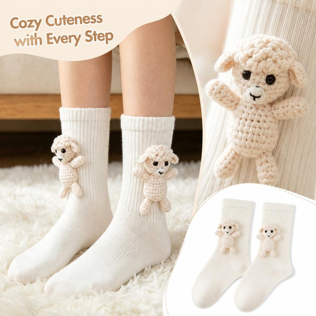 3D Plush Animal Socks for Adults Cute Warm Novelty Mid Calf Socks