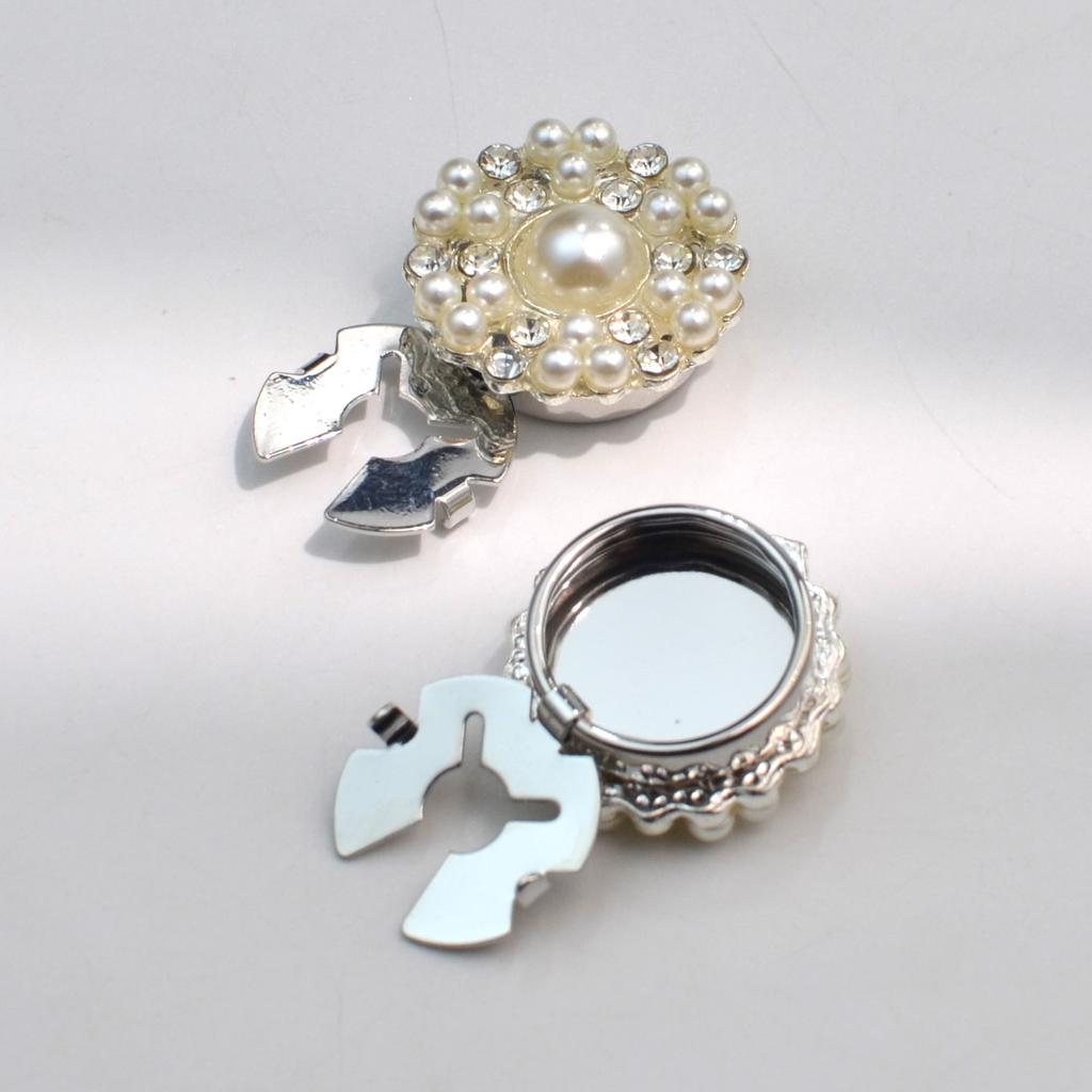 2PCS Button Cover Shirt Cufflinks Pearl Round Rhinestone Ornament Sleeve Covers Shirt Styling Accessories