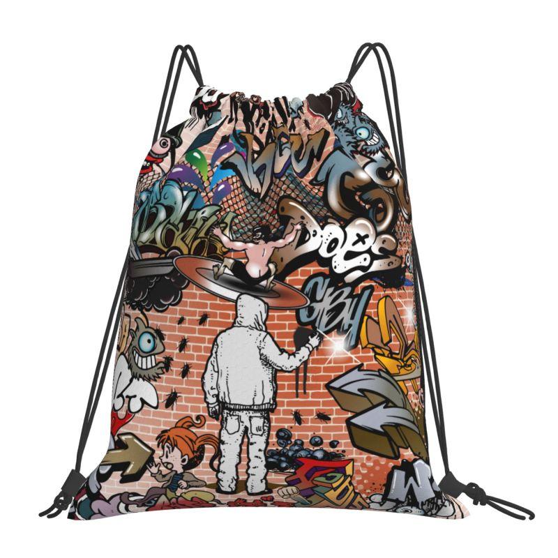 Bolsas con Cordón de Graffiti para Mujeres Hombres Plegables Ligeras Mochila Deportiva para Gimnasio Colección de Cómics Americanos Mochilas de Entrenamiento Pop Art