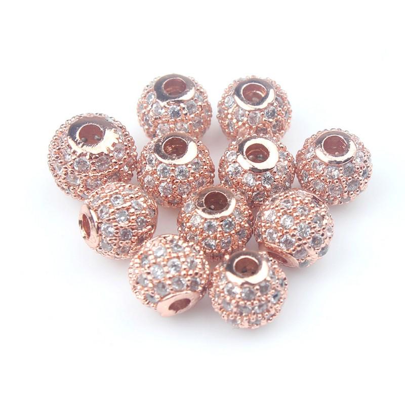 4mm Fashion Metal Brass Micro Pave Crystal CZ Round Space Beads for Jewelry Making Bracelet 3pcs/lot
