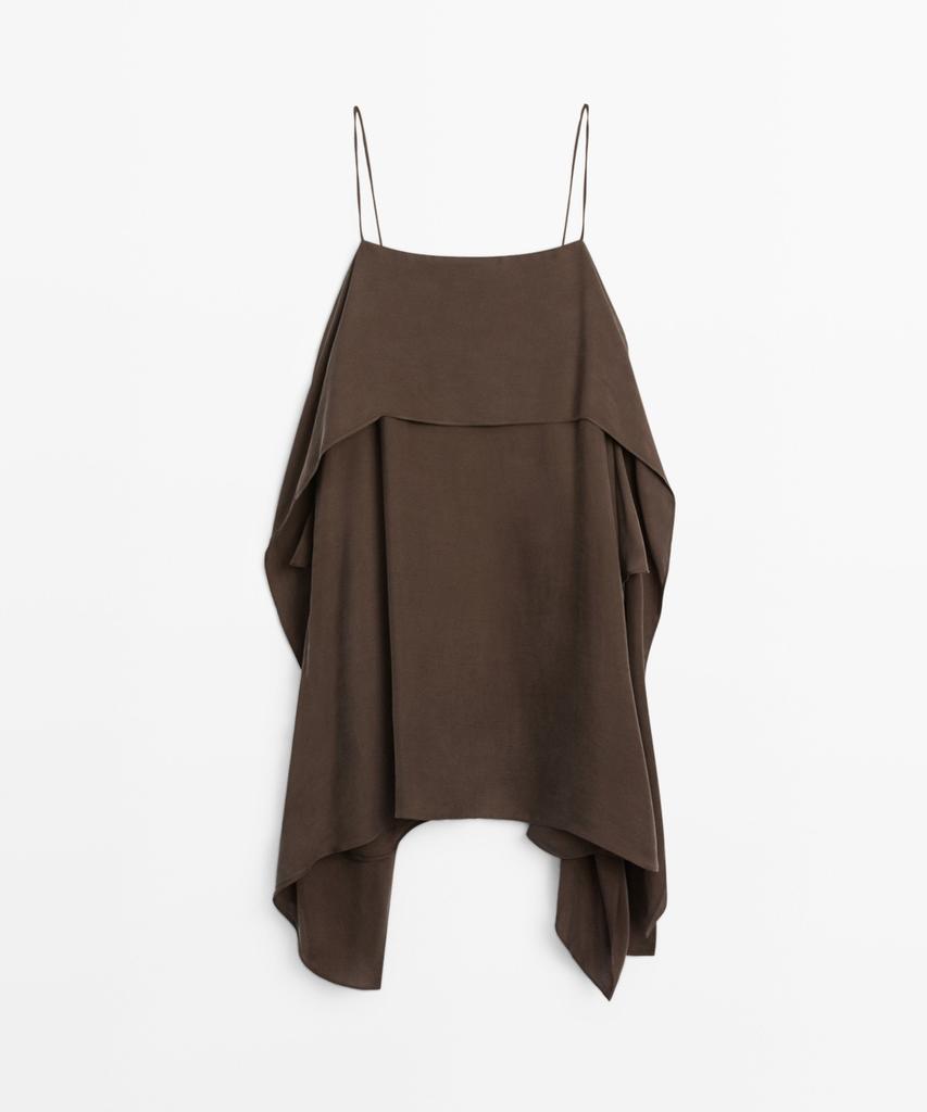 Masimodutti Ruffle Detail Strap Mini Dress