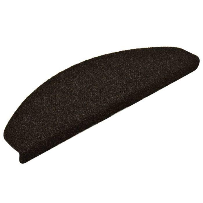 VidaXL Tapis d'escalier auto-adhésifs 15 pièces 65 x 21 x 4 cm Marron foncé Demi-rond Grand 322349