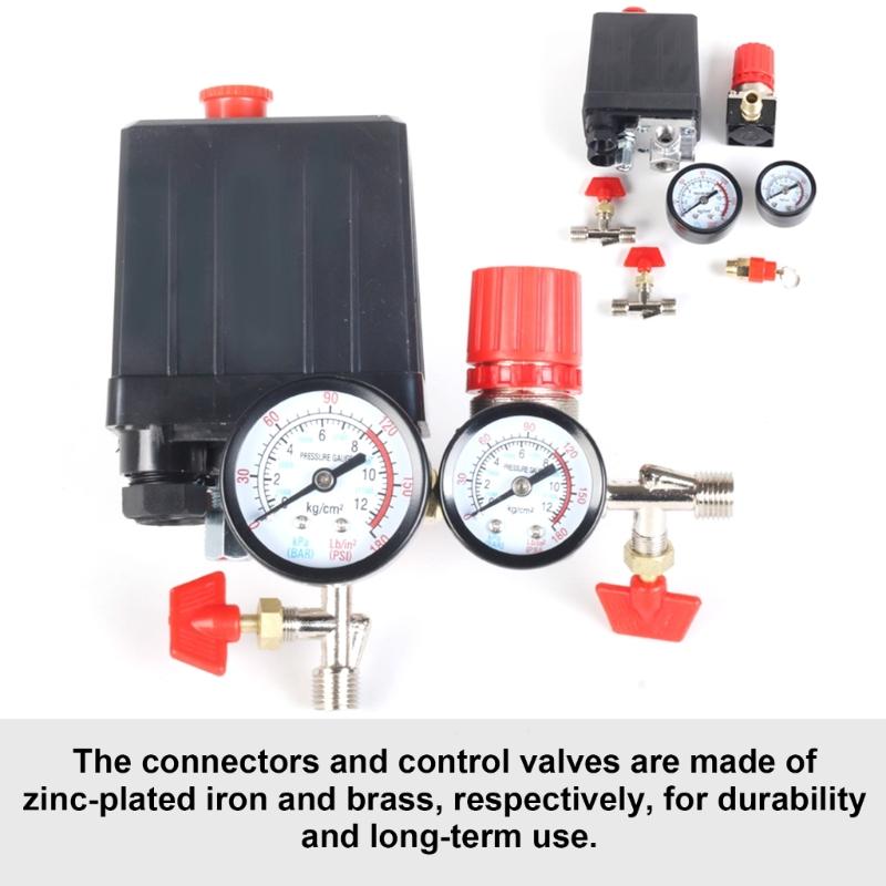 Vanne De Pressostat De Compresseur D'air 240 V 90-120 PSI NPT 1,27 Cm 4 Ports Régulateur De Pression Réglable