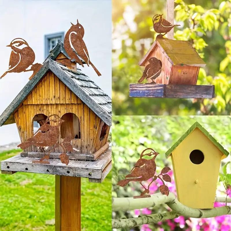 Sculture di Uccelli in Ferro Arrugginito: Decorazione Artistica da Giardino per Esterni