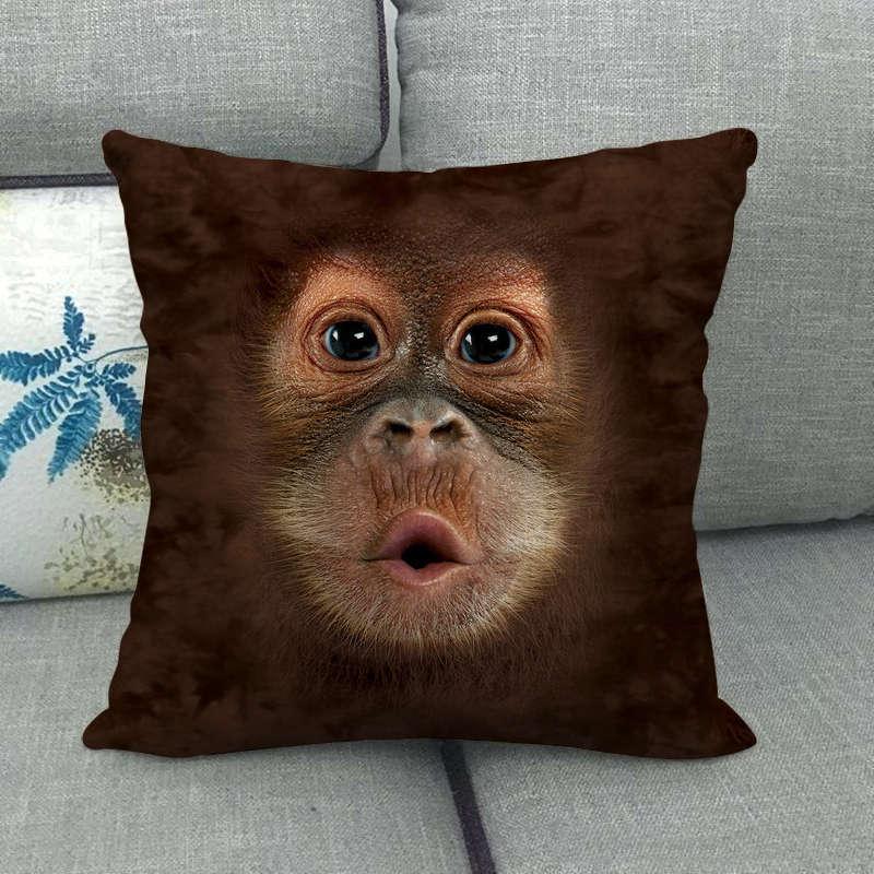 936 Linen Pillowcase with Animal Head Design