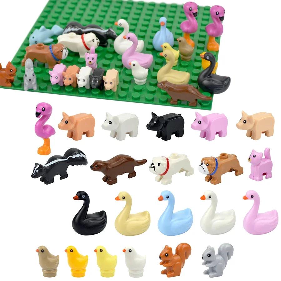 Small Particles Bricks Set City Animal Building Blocks Duck Swan Pig Cat Figures Bird Dog Zoo Farm Accessories Kid Toys Gifts