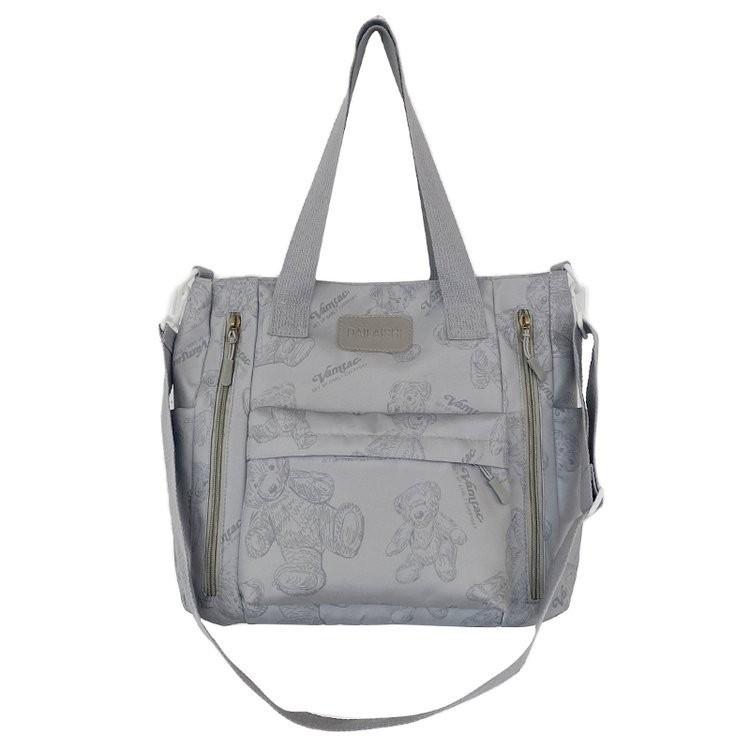Fashionable Urban Style Large Canvas Handbag For Women With Eye-catching Print Design серый